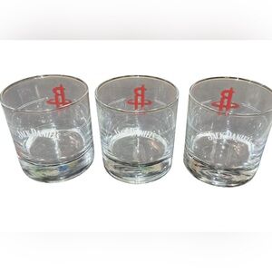 Set of 3 Collectible Houston Rockets NBA Logo Jack Daniels Whiskey Glass‎